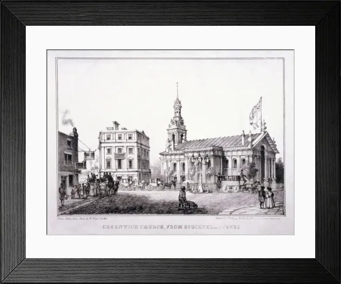 Framed Print : St Alfege, Greenwich, London, c1830. Artist: W Bligh Barker Framed Print : St Alfege, Greenwich, London, c1830. Artist: W Bligh Barker