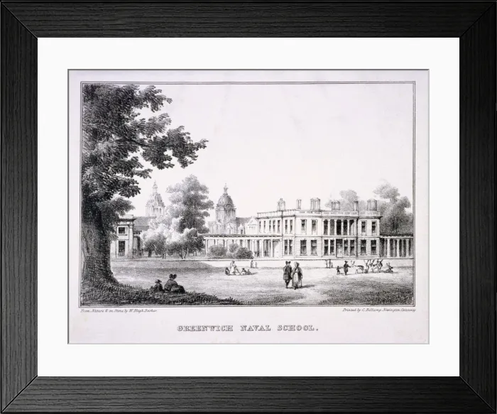 Framed Print : The Royal Hospital School, Greenwich, London, c1830. Artist: W Bligh Barker Framed Print : The Royal Hospital School, Greenwich, London, c1830. Artist: W Bligh Barker