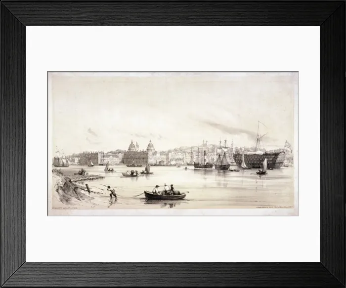 Framed Print : View of Greenwich across the River Thames, London, c1841. Artist: William Parrott Framed Print : View of Greenwich across the River Thames, London, c1841. Artist: William Parrott