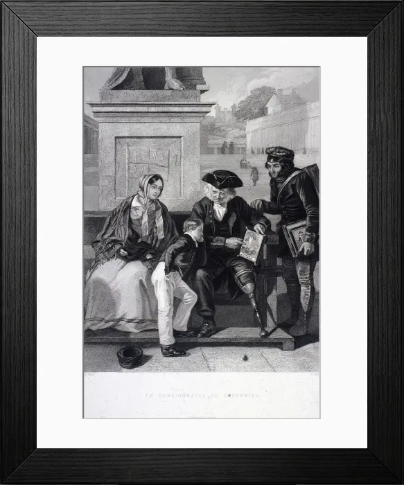 Framed Print : Greenwich Pensioner, Greenwich Hospital, London, c1840. Artist: T Holles Framed Print : Greenwich Pensioner, Greenwich Hospital, London, c1840. Artist: T Holles