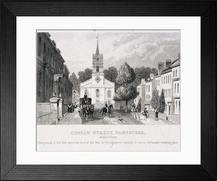 Framed Print : Church Street, Hampstead, London, c1840 Framed Print : Church Street, Hampstead, London, c1840