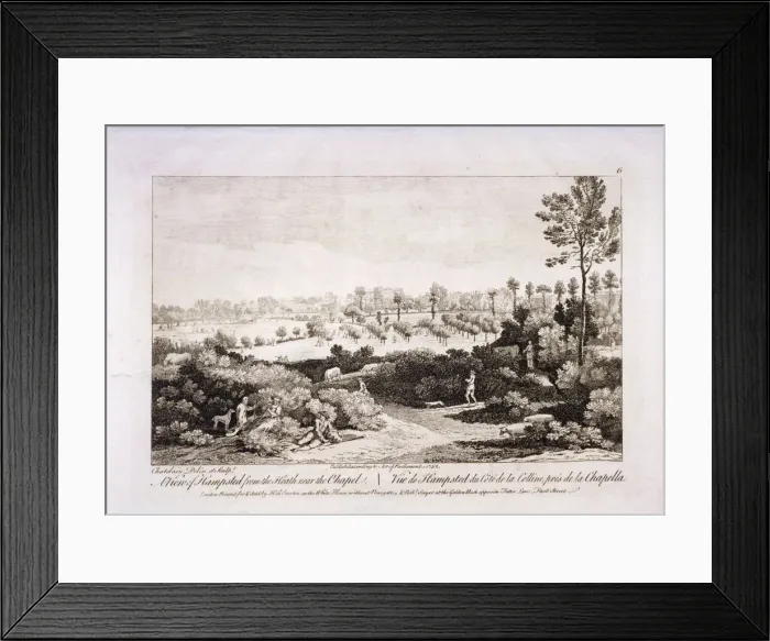 Framed Print : View of Hampstead Heath, Hampstead, London, 1752. Artist: Francesco Bartolozzi Framed Print : View of Hampstead Heath, Hampstead, London, 1752. Artist: Francesco Bartolozzi