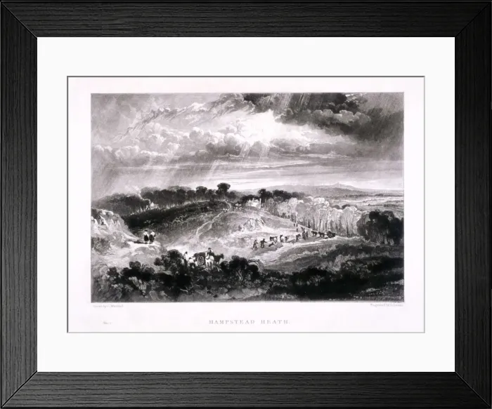 Framed Print : Hampstead Heath, Hampstead, London, 1832. Artist: David Lucas Framed Print : Hampstead Heath, Hampstead, London, 1832. Artist: David Lucas