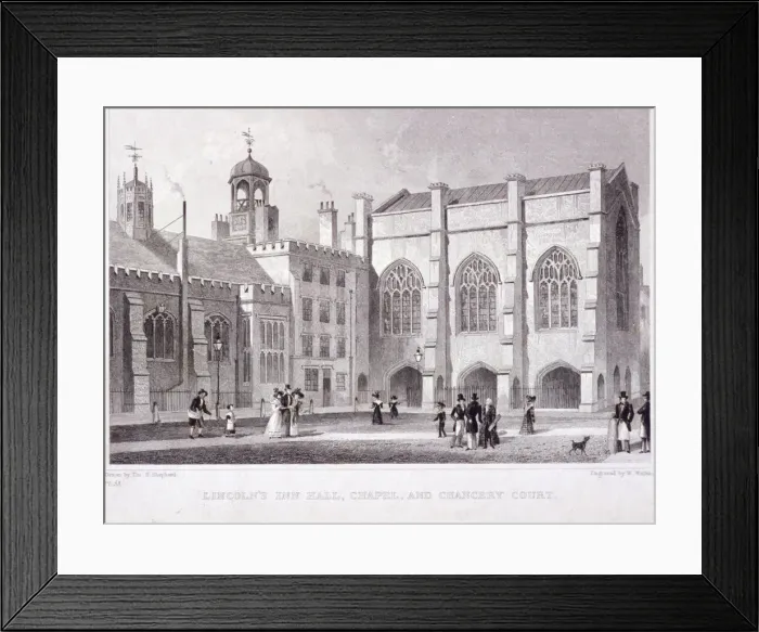 Framed Print : Lincolns Inn, Holborn, London, 1830. Artist: W Watkins Framed Print : Lincolns Inn, Holborn, London, 1830. Artist: W Watkins