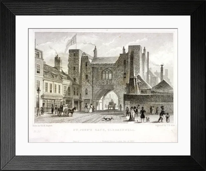 Framed Print : St Johns Gate, Clerkenwell, London, 1829. Artist: James B Allen Framed Print : St Johns Gate, Clerkenwell, London, 1829. Artist: James B Allen