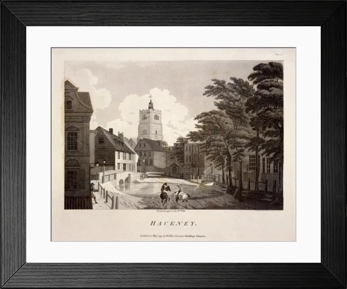Framed Print : General view of Hackney, London, 1791. Artist: William Ellis Framed Print : General view of Hackney, London, 1791. Artist: William Ellis