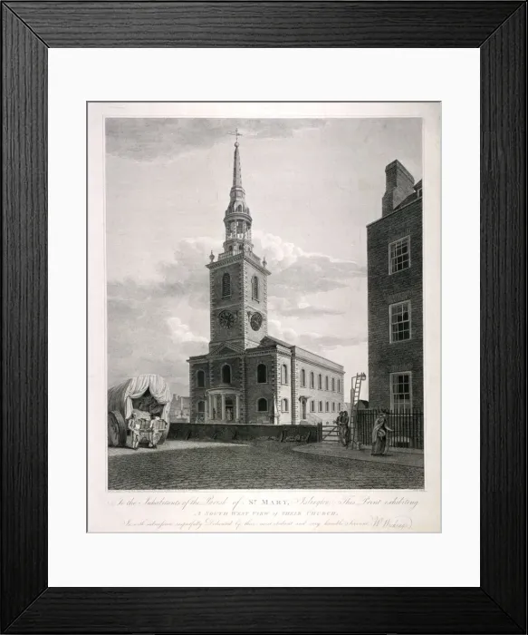 Framed Print : St Mary, Islington, London, 1793. Artist: John Roffe Framed Print : St Mary, Islington, London, 1793. Artist: John Roffe