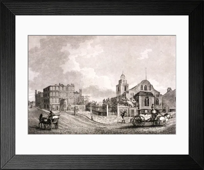 Framed Print : St Mary Abbots, Kensington, London, 1824. Artist: William Fellows Framed Print : St Mary Abbots, Kensington, London, 1824. Artist: William Fellows