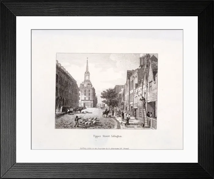 Framed Print : Upper Street, Islington, London, 1819 Framed Print : Upper Street, Islington, London, 1819