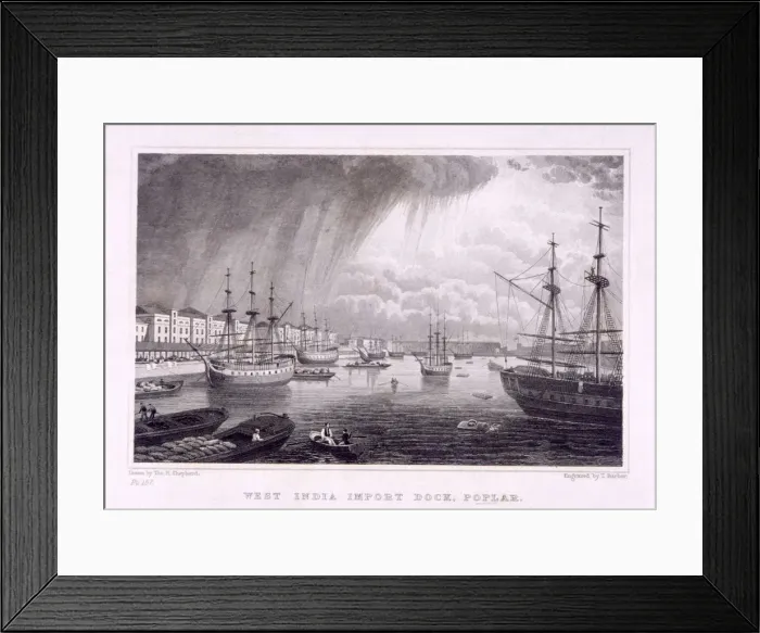 Framed Print : West India Docks, Poplar, London, c1830. Artist: Thomas Barber Framed Print : West India Docks, Poplar, London, c1830. Artist: Thomas Barber