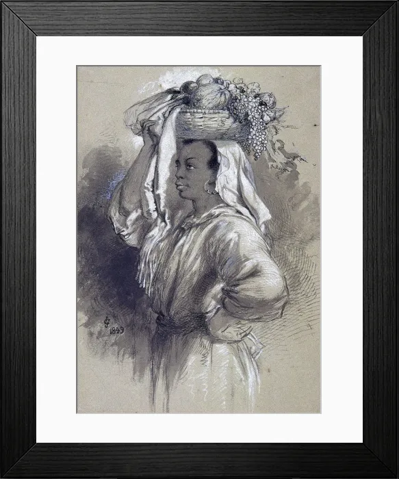 Framed Print : Girl with Fruit, 1849. Artist: Sir John Gilbert