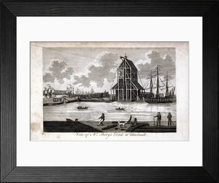 Framed Print : Brunswick Dock, Blackwall, Poplar, London, c1800 Framed Print : Brunswick Dock, Blackwall, Poplar, London, c1800
