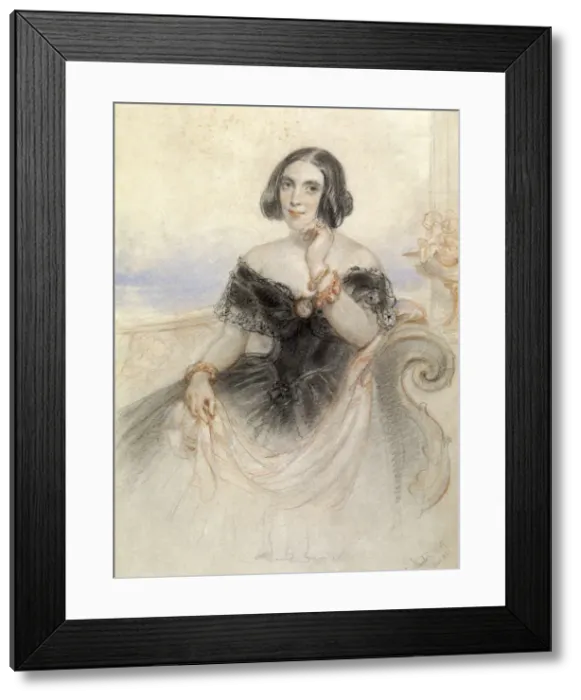 Framed Print : Lady in a black dress, 1847. Artist: John Hayter Framed Print : Lady in a black dress, 1847. Artist: John Hayter