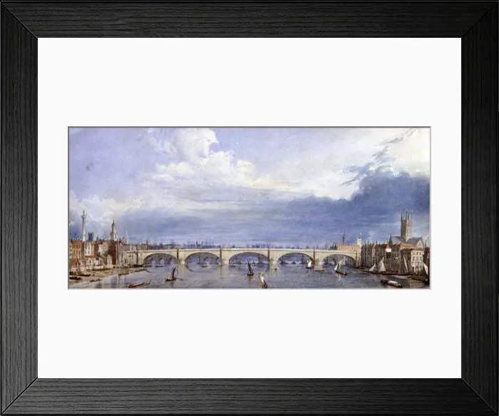 Framed Print : New London Bridge, London, 1829. Artist: Augustus Charles Pugin Framed Print : New London Bridge, London, 1829. Artist: Augustus Charles Pugin