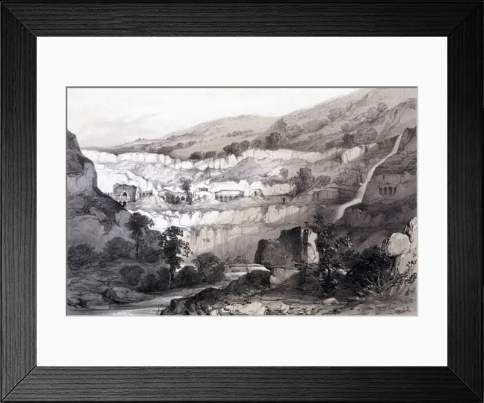 Framed Print : View of Caves, Ajunta, India, 1844. Artist: Thomas Colman Dibdin Framed Print : View of Caves, Ajunta, India, 1844. Artist: Thomas Colman Dibdin