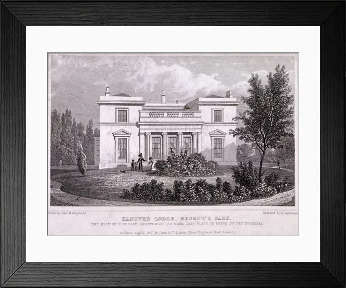 Framed Print : Hanover Lodge, Regents Park, Marylebone, London, 1827. Artist: William Tombleson Framed Print : Hanover Lodge, Regents Park, Marylebone, London, 1827. Artist: William Tombleson