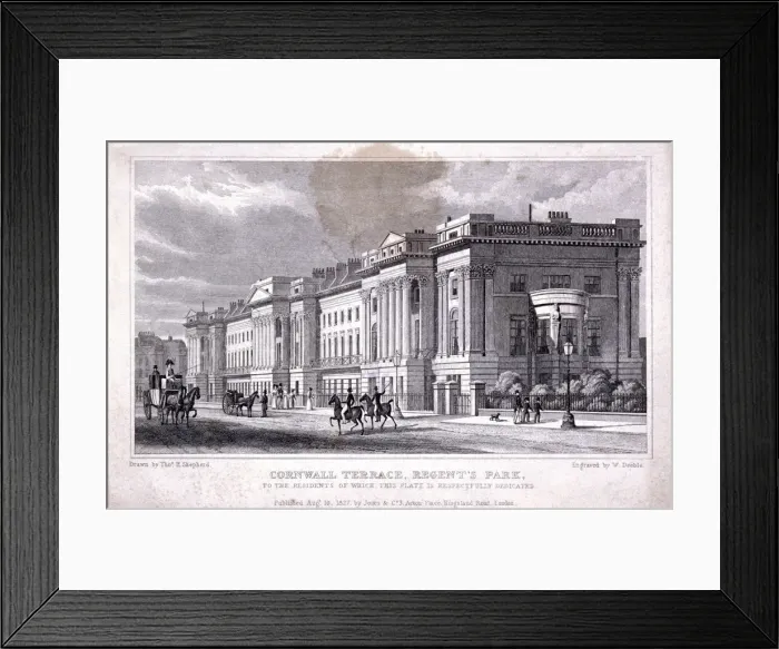 Framed Print : Cornwall Terrace, Regents Park, Marylebone, London, 1827. Artist: William Deeble Framed Print : Cornwall Terrace, Regents Park, Marylebone, London, 1827. Artist: William Deeble