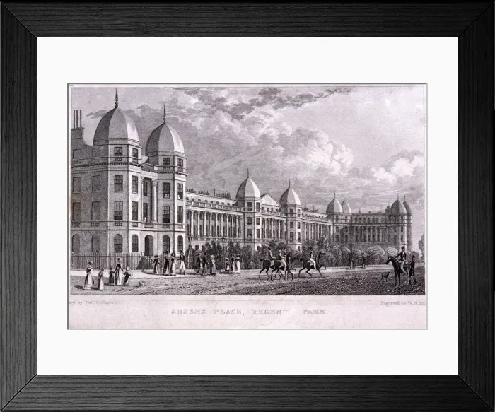 Framed Print : Sussex Place, Regents Park, Marylebone, London, 1828. Artist: WR Smith Framed Print : Sussex Place, Regents Park, Marylebone, London, 1828. Artist: WR Smith