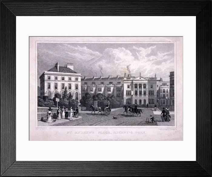 Framed Print : St Andrews Place, Regents Park, Marylebone, London, 1828. Artist: William Radclyffe
