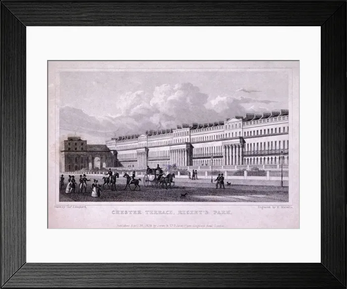 Framed Print : Chester Terrace, Regents Park, Marylebone, London, 1828. Artist: Harlen Melville Framed Print : Chester Terrace, Regents Park, Marylebone, London, 1828. Artist: Harlen Melville