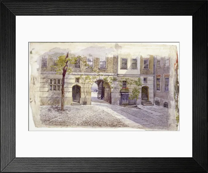 Framed Print : View from the entrance of Staple Inn, London, 1882. Artist: John Crowther Framed Print : View from the entrance of Staple Inn, London, 1882. Artist: John Crowther