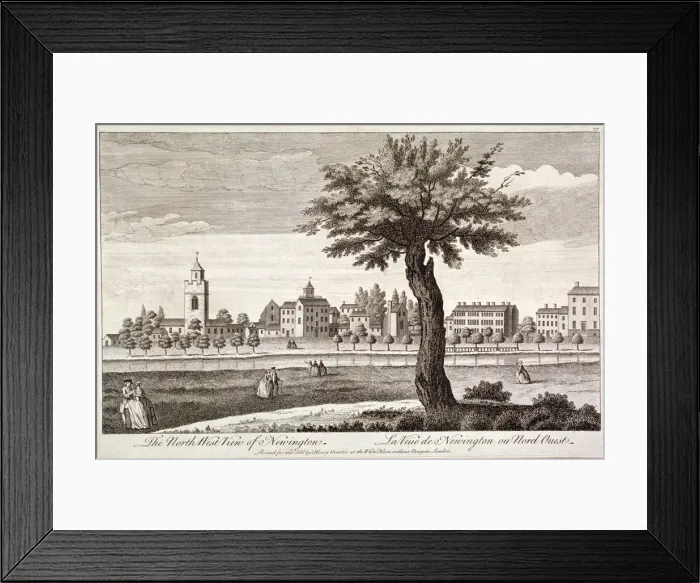 Framed Print : North west view of Stoke Newington, London, c1750 Framed Print : North west view of Stoke Newington, London, c1750