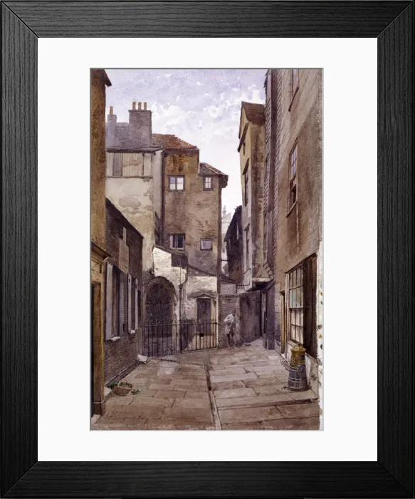Framed Print : Cloth Fair, London, 1884. Artist: John Crowther Framed Print : Cloth Fair, London, 1884. Artist: John Crowther