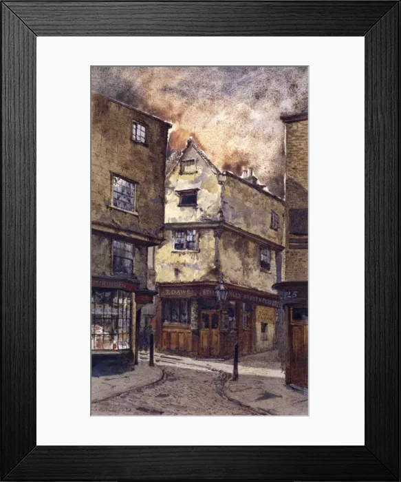 Framed Print : Dick Whittington Inn, Cloth Fair, London, 1880. Artist: John Crowther Framed Print : Dick Whittington Inn, Cloth Fair, London, 1880. Artist: John Crowther