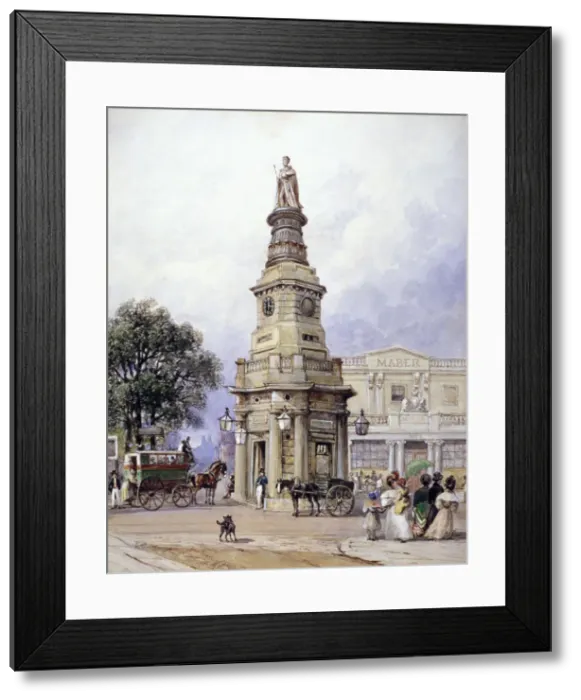 Framed Print : Monument to George IV, Battle Bridge (now Kings Cross), London, 1835 Framed Print : Monument to George IV, Battle Bridge (now Kings Cross), London, 1835
