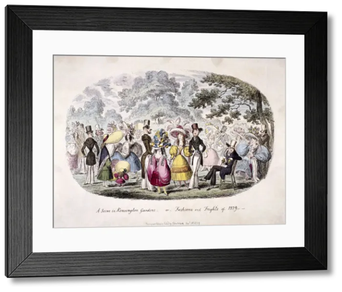 Framed Print : A scene in Kensington Gardens - or - fashion and frights of 1829 Framed Print : A scene in Kensington Gardens - or - fashion and frights of 1829