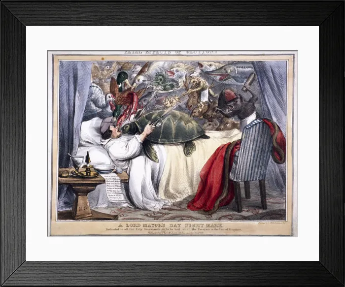 Framed Print : Fatal effects of gluttony, a Lord Mayors Day night mare, 1830 Framed Print : Fatal effects of gluttony, a Lord Mayors Day night mare, 1830
