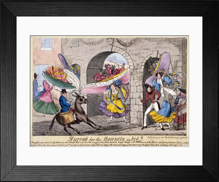 Framed Print : Hurrah for the bonnets so big!!, Temple Bar, London, 1828 Framed Print : Hurrah for the bonnets so big!!, Temple Bar, London, 1828