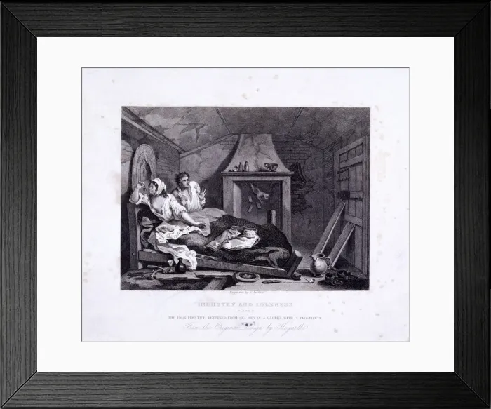 Framed Print : The idle prentice returned from sea... plate VII of Industry and Idleness 1833