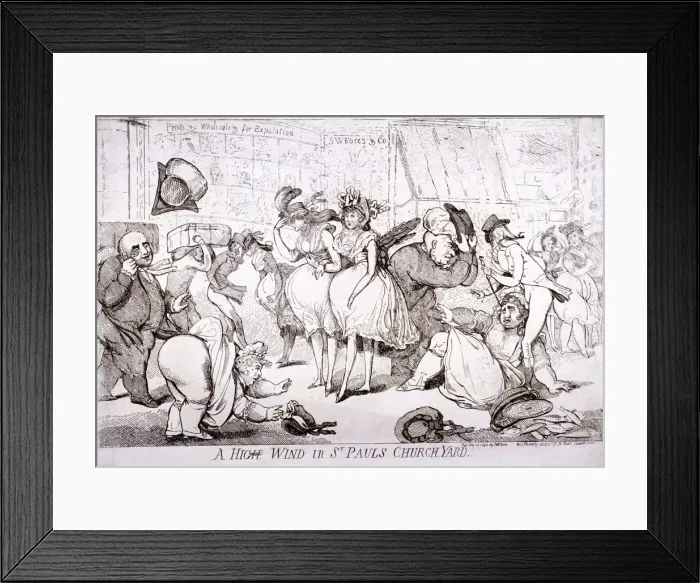 Framed Print : A high wind in St Pauls Churchyard, London, 1793. Artist: SW Fores Framed Print : A high wind in St Pauls Churchyard, London, 1793. Artist: SW Fores