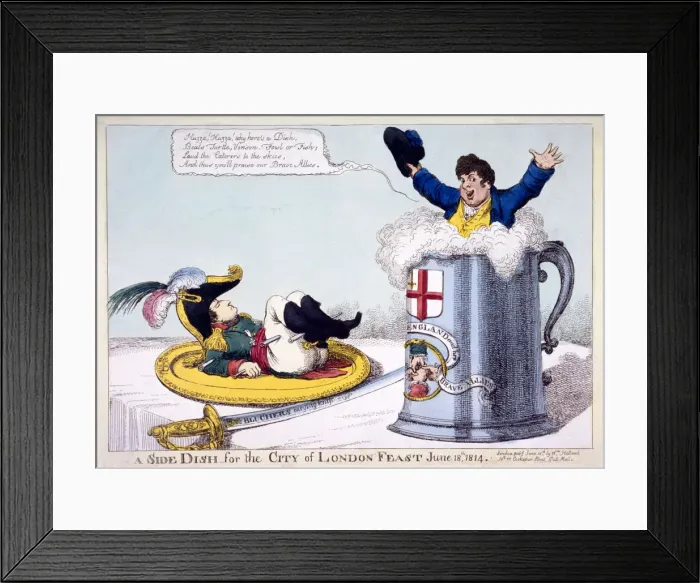 Framed Print : Napoleon on a plate ready to be carved, 1814 Framed Print : Napoleon on a plate ready to be carved, 1814