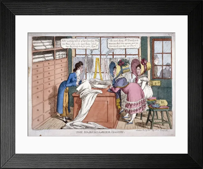 Framed Print : The haberdasher dandy, London, c1818. Artist: C Williams Framed Print : The haberdasher dandy, London, c1818. Artist: C Williams