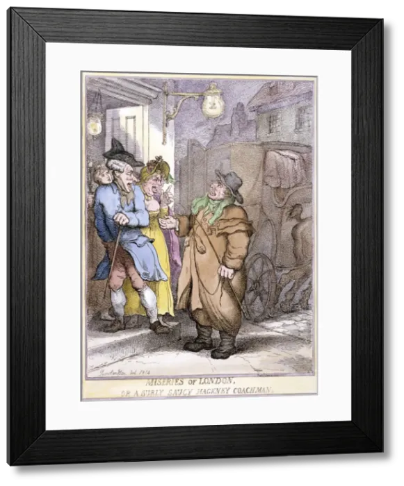 Framed Print : A hackney coachman, London, 1814