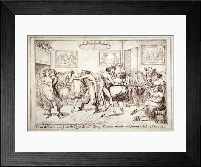 Framed Print : Waltzing! Or a peep into the Royal Brothel, Spring Gardens, London, c1816. Artist Framed Print : Waltzing! Or a peep into the Royal Brothel, Spring Gardens, London, c1816. Artist