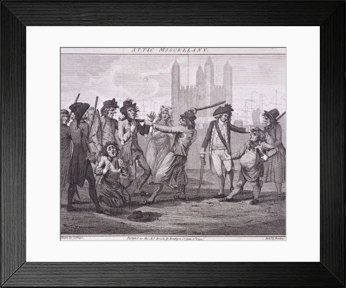 Framed Print : Manning the navy, Tower Hill, London, 1790. Artist: John Barlow