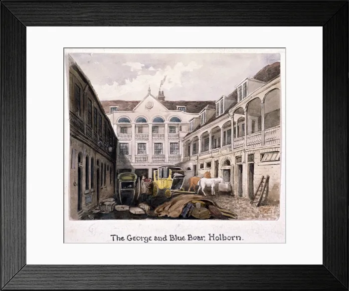 Framed Print : George and Blue Boar Inn, Holborn, London, c1850 Framed Print : George and Blue Boar Inn, Holborn, London, c1850