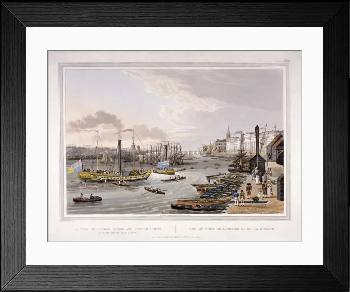Framed Print : London Bridge (Old), London, 1820. Artist: Robert Havell Framed Print : London Bridge (Old), London, 1820. Artist: Robert Havell