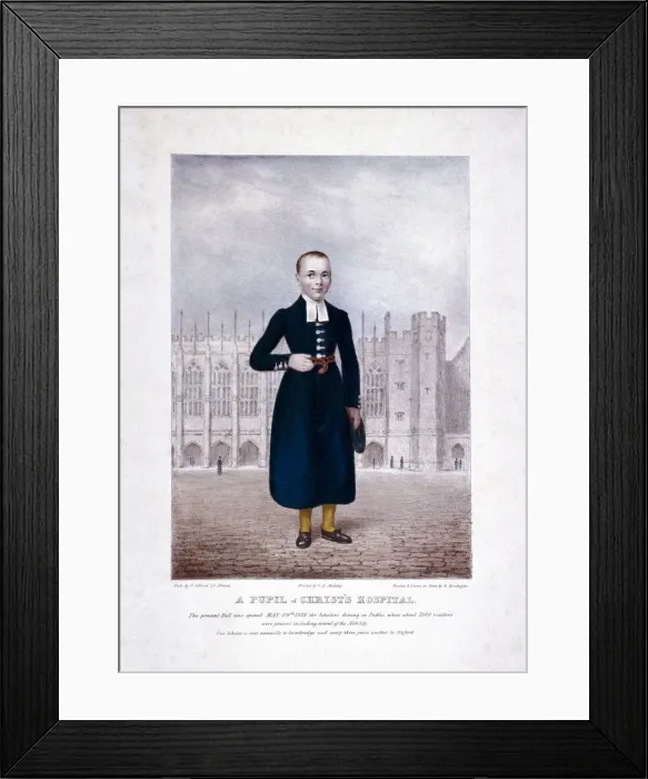 Framed Print : Christs Hospital pupil, London, 1829. Artist: Henry Kirchhoffer Framed Print : Christs Hospital pupil, London, 1829. Artist: Henry Kirchhoffer