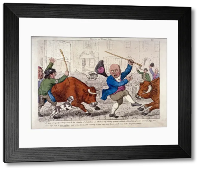 Framed Print : Miseries of human life, Smithfield Market, London, c1800 Framed Print : Miseries of human life, Smithfield Market, London, c1800