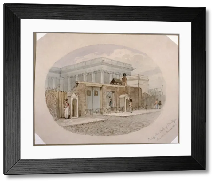 Framed Print : Montague House wall, British Museum, London, 1852. Artist: James Findlay Framed Print : Montague House wall, British Museum, London, 1852. Artist: James Findlay