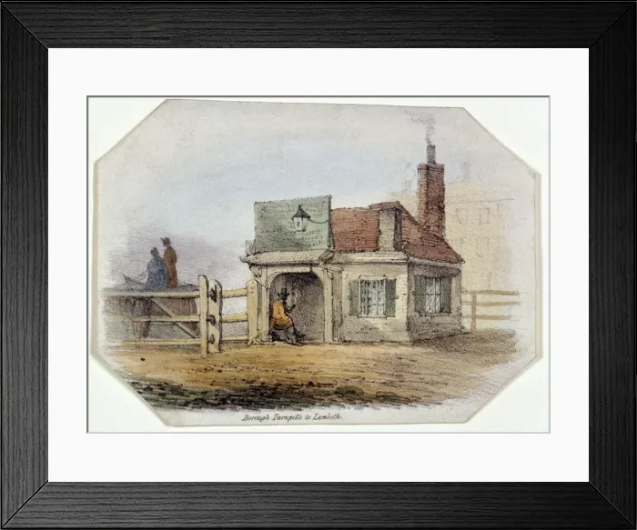 Framed Print : Newington Turnpike, Newington Causeway, Southwark, London, c1830 Framed Print : Newington Turnpike, Newington Causeway, Southwark, London, c1830