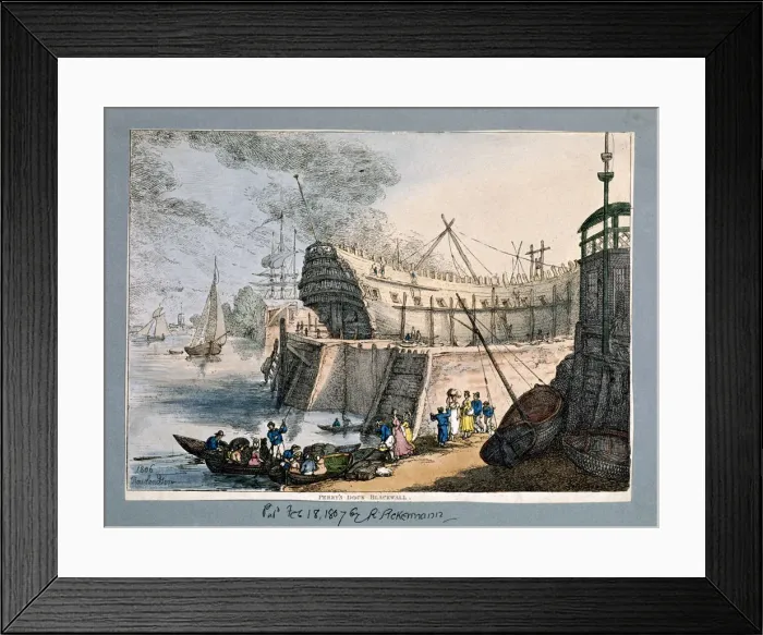 Framed Print : Brunswick Dock, Blackwall, London, 1806. Artist: Thomas Rowlandson Framed Print : Brunswick Dock, Blackwall, London, 1806. Artist: Thomas Rowlandson