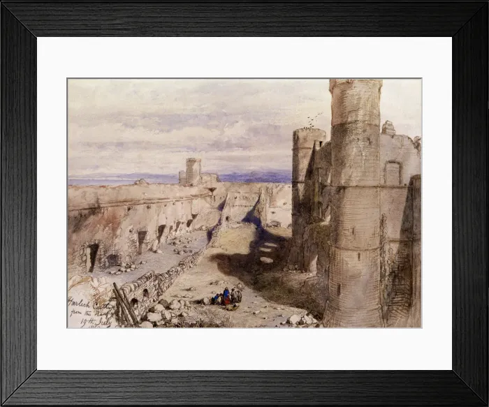 Framed Print : Harlech Castle from the ramparts, Wales, 1850. Artist: Sir John Gilbert Framed Print : Harlech Castle from the ramparts, Wales, 1850. Artist: Sir John Gilbert