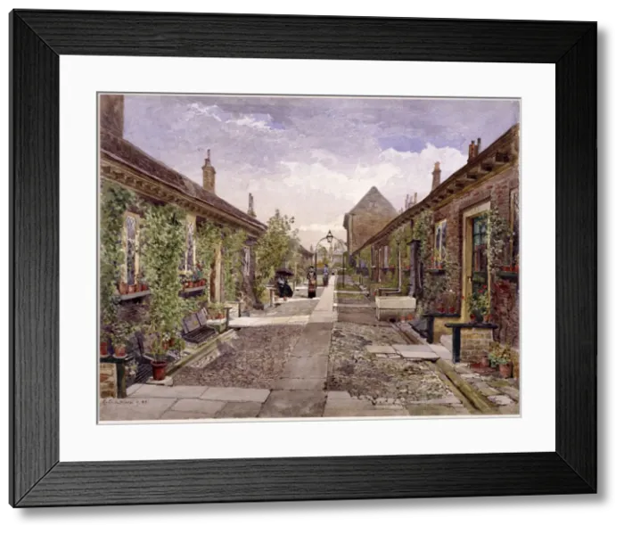 Framed Print : Skinners Almshouses, Mile End Road, Stepney, London, 1883. Artist: John Crowther