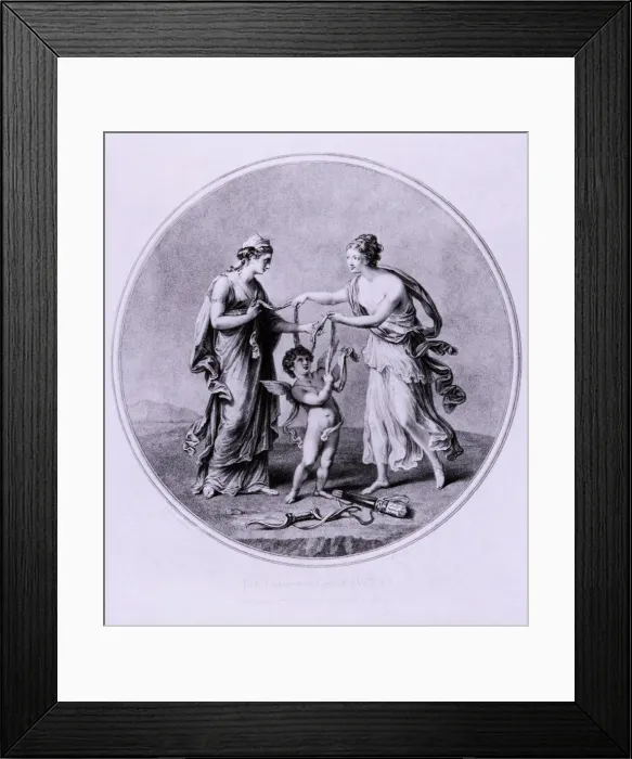 Framed Print : Juno borrowing the Cestus from Venus, c1782. Artist: W Wynne Ryland Framed Print : Juno borrowing the Cestus from Venus, c1782. Artist: W Wynne Ryland
