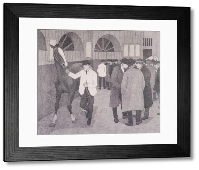 Framed Print : Horse dealers at the Barbican, London, c1918 Framed Print : Horse dealers at the Barbican, London, c1918